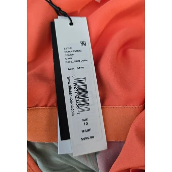 New! ALICE & OLIVIA CYRUS CORAL FLORAL JUMPSUIT HALTER SIZE 10 - Picture 11 of 12